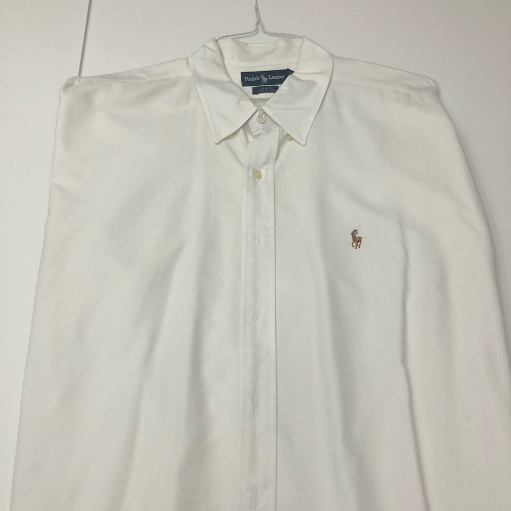 RALPH LAUREN OXFORD BLAKE DRESS SHIRT WHITE